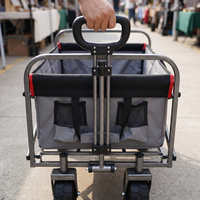 Chariot de camping pliable en acier inoxydable à quatre roues pour la plage, les courses et le rangement extérieur