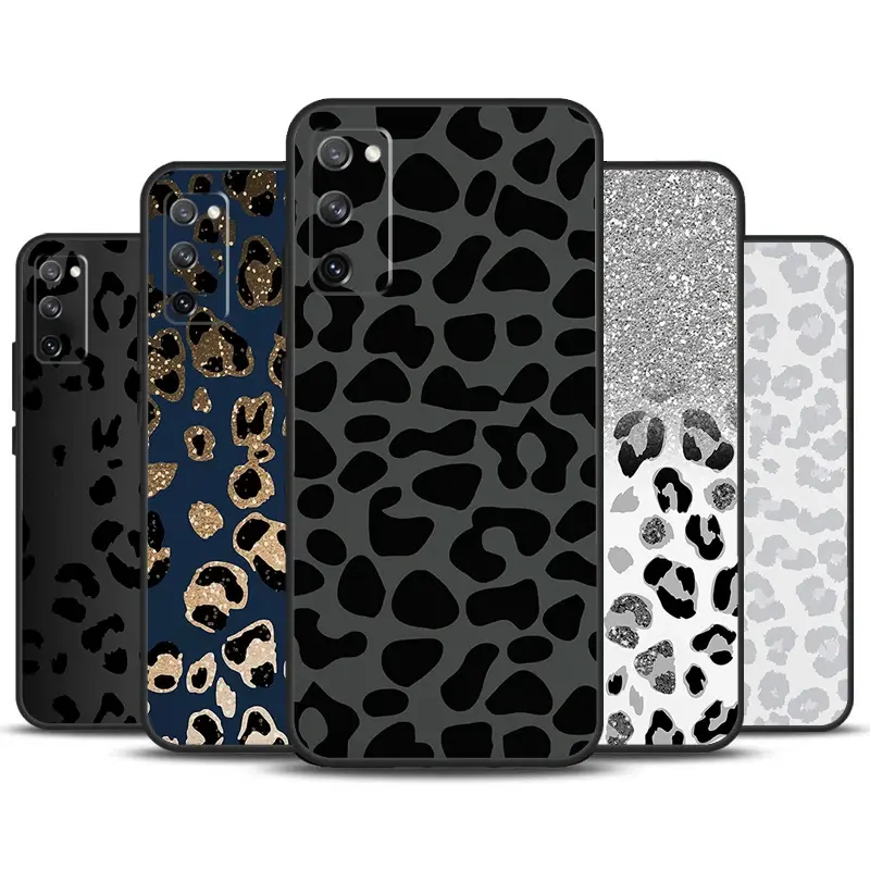 Leopard Print Black Cheetah Pattern Phone Case For Samsung Galaxy S23 S24 Ultra S22 S20 S21 FE Note 20 10 S8 S9 S10 Plus Cover