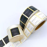 Étiquettes autocollantes personnalisées avec logo privé, impression dorée sur vinyle, pour emballages de cosmétiques, flacons de parfum et pots.