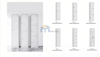 Casier métallique moderne KD à 2 portes en forme de Z, double compartiment, en acier, avec serrure à clé, pour personnel, salle de sport, chambre, école, vestiaire