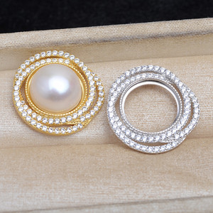 WENCHI Support de pendentif en argent S925 pour perle ronde et coquille de cheval, 14,5-14,7 mm, motif nid d'oiseau, composant de bijouterie vide à monter soi-même - Product Image 5