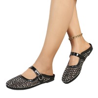 Sandales plates à enfiler pour femmes, nouvelles chaussures Mary Jane d'été à bout pointu avec bride et boucle, couleur unie, légères