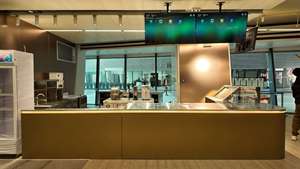 Brushed Stainless Steel American Style Durable Coffee <b>Bar</b> Island Office Mall Multi Level Counter with Drawer <b>Shelf</b> - Product Image 5