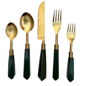 Juego de cubiertos de lujo de acero inoxidable con mango de resina, el mejor regalo, vajilla, utensilios de cocina, juego de cubiertos para bodas y fiestas. - Product Image 1