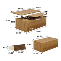 Table basse rectangulaire moderne en bois de 49 pouces avec plateau relevable, tiroirs cachés, grand espace de rangement, multi-usages et multi-scènes