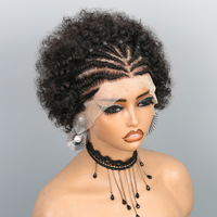 Perruque Tressée Afro Crépue Bouclée Ondulée Bob Lace Frontale 13x4 Cheveux Humains Brésiliens Remy Densité 180% avec Ligne de Cheveux Naturelle