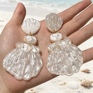 Exaggerated <strong>Handmade</strong> Temperament White Pearl Shell Drop <strong>Earrings</strong> for Women Jewelry - Product Image 5