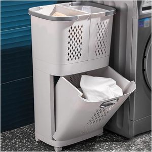 Creative PP Plastic Eco-Friendly Over 35L Capacity Modern Design Rolling Bathroom Storage Basket for <b>Laundry</b> and Household Use - Product Image 4