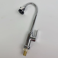 Robinet d'évier de cuisine en alliage de zinc, contemporain, flexible, rotatif, à poignée unique, eau froide, finition chromée, vente en gros