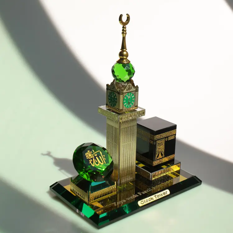 Crystal Glass Makkah Mecca Clock Tower Allah Kaaba Quran Islamic Eid Gift MH-G0440