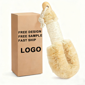 Brosse corporelle exfoliante en sisal naturel avec logo personnalisé, faite à la main en corde de coton, suspendable, pour le bain et les peaux sèches - Product Image 1