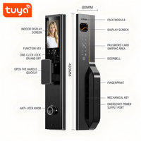 Serrure de porte intelligente Tuya WiFi 3D avec interphone facial, écran dynamique, reconnaissance de la veine palmaire, empreinte digitale et déverrouillage à distance via APP PST-ZJ01-TY