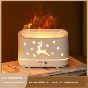 New Creative Humidifier Home Bedroom Aromatherapy Machine Air Purifier USB Dormitory Simulation Flame Elk Shape Christmas Gifts