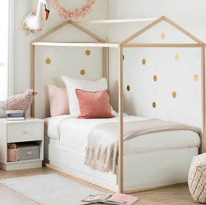 Lit en bois de pin massif pour enfants Meubles de chambre à coucher de style antique sans barrières pour ferme et salon modernes - Product Image 6