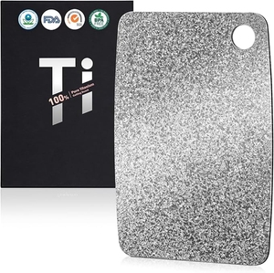 Planche à découper 100% titane pur, certifiée EPA, antibactérienne, double face, pour la cuisine - Product Image 1