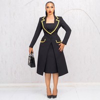 K3718 Costumes élégants et tendance pour femmes, vêtements de bureau, costume à revers élastique + robe intérieure, ensemble deux pièces, ensembles de costumes pour femmes, tenues pour femmes