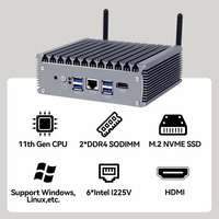MINI PC Intel 11e génération Core I3 I7 6 2.5G Intel I225V NIC LAN Sans ventilateur MINIPC Ordinateur Pfsense Computadoras Pare-feu Linux Routeur