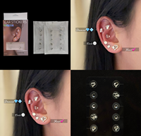 10 Pièces de Patchs d'Acupression Élégants en Alliage pour l'Oreille, Bande Médicale Invisible, Éclaircissement du Teint, Soulagement du Stress, Amincissement et Beauté