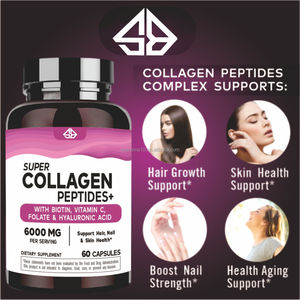 Super Colágeno Péptido con Biotina, Ácido Fólico, Ácido Hialurónico y Vitaminas para la Salud del Cabello, Piel, Uñas y Articulaciones en Adultos, Extracto Herbal, 60 Cápsulas - Product Image 2