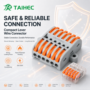 ตัวเชื่อมต่อสายไฟแบบคันโยกเร็ว Taihec Factory สำหรับสาย 3 แกน ขนาด 28-12 AWG  ตัวเรือนใส สำหรับติดตั้งระบบไฟฟ้าภายในบ้าน <span class=keywords><strong>WAGO</strong></span> - Product Image 3