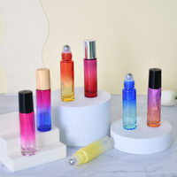 Flacon roll-on en verre givré coloré pour déodorant, huile essentielle et parfum, 5 ml et 10 ml