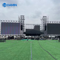 Estructura de escenario para eventos y conciertos al aire libre, con sistema de soporte de iluminación de aluminio y techo cuadrado con sistema de espigas, ligera, resistente y de alta capacidad de carga.