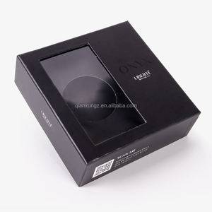 شعار مخصص فاخر أسود غطاء قابل للإزالة ومستحضرات التجميل مربع هدية التعبئة والتغليف مع نافذة واضحة - Product Image 2