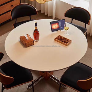 HY Table de salle à manger moderne ronde en bois massif argenté avec design durable et écologique pour la maison ou l'hôtel - Product Image 4