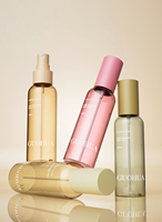 Flacon pulvérisateur rond en PET multi-volumes (100 ml, 150 ml) à brume fine, couleur personnalisée, pour lotion corporelle et emballage cosmétique