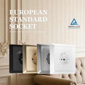 Vàng PC Bảng Điều Chỉnh Đức Nga Tây Ban Nha 2P + E Tường Ổ Cắm Tiêu Chuẩn Châu Âu Đức Trái Đất Ổ Cắm Với Trẻ Em Bảo Vệ - Product Image 2