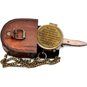 Brújula de Bolsillo Antigua ALFA NAUTICAL de Latón, Regalo Religioso con Citación de Josué 1:9, Guía Portátil para Senderismo, 2 Pulgadas - Product Image 6