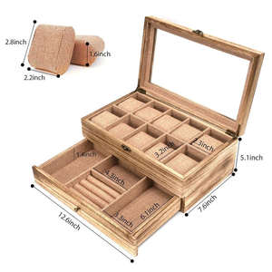 กล่องนาฬิกาไม้ทรงสี่เหลี่ยมคุณภาพสูง ทำด้วยมือ ผลิตตามสั่ง เป็นมิตรกับสิ่งแวดล้อม ป้องกันการเกิดรอยขีดข่วนจากเลเซอร์ 10 ช่อง สำหรับจัดเก็บและโชว์ กล่องของขวัญ DS - Product Image 3