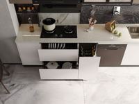 Agitateur automatique compact modulaire courbé personnalisé pour la maison Conceptions de menuiserie Menuiserie Armoire automatique de meubles de cuisine