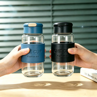 Tasse à thé portable en gros, élégante tasse grande capacité pour femme, tasse en verre à boire directement avec couvercle