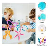 Décompression mignon dessin animé Animal girafe Led magique sensoriel extensible en plastique aspiration Pop Tube Fidget jouet ensembles pour bébé