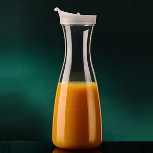 Recipiente de jarras de agua de plástico transparente sin BPA con tapas blancas abatibles Jarra de jarra de café helado o jugo de bebida de 50 OZ
