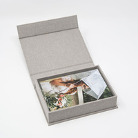 OEM 4*6 5X7 A5 A4 Photo boîtes d'impression de photographie faites à la main artisanat emballage de mariage tissu résistant à la texture rigide lin boîte Photo emballage