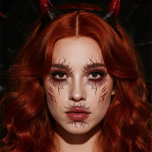 สติกเกอร์หน้ารอยสักฮาโลวีนแบบชั่วคราวสำหรับวันฮาโลวีนน่ากลัวใยแมงมุมและรอยแตกแต่งหน้ารอยสักกันน้ำสำหรับหน้าแขน - Product Image 3