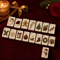 Nouvelles Tuiles de Mahjong Japonais Classiques de Luxe Rouge et Or, Motif Dessin Animé 3D avec Strass, Durables pour les Fêtes et le Divertissement