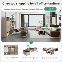 Ensemble de bureau et chaise de direction moderne pour PDG, directeur général, président, avec tiroirs et cloisons, en PVC, design minimaliste haut de gamme
