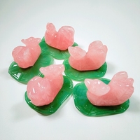 Sculpture de canard mandarin en quartz rose 2026, sculpture de canard mandarin en pierre de quartz rose