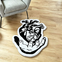 Tapis en peluche fait main en forme de cœur anatomique, style gothique, pour la décoration intérieure