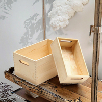 Boîte à bijoux carrée multifonctionnelle en bois brut, style campagnard, durable, avec couvercle séparé naturel et design souvenir