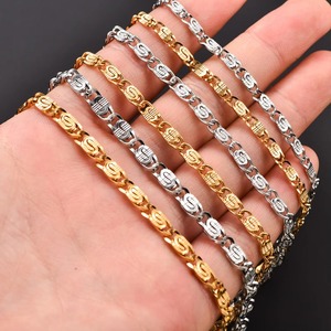 Chaînes à maillons embossés en acier inoxydable style hip-hop, largeur 3/4/5 mm, couleur argent/or, collier pour femmes et hommes, bijoux tendance - Product Image 4