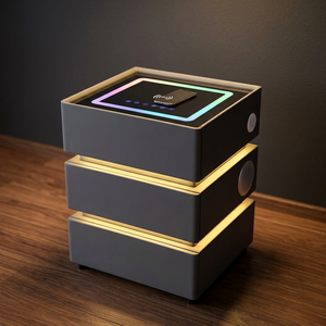 Modern Metal <b>Nightstand</b> with Wireless Charging Pad 3 Drawers Bedroom Furniture - Product Image 1