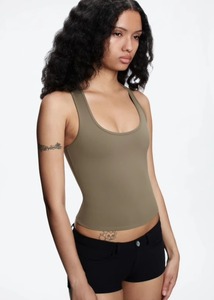<span class=keywords><strong>Top</strong></span> d'été sans manches de haute qualité pour femmes, logo personnalisé, gilet de sport de fitness à séchage rapide, col carré, haut moulant - Product Image 2