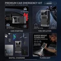 Démarreur de voiture 4 en 1 haute performance 1600A, booster de batterie portable 12V avec pompe à air sans fil 150 PSI pour gonflage des pneus