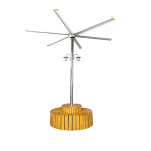 Ventilateur vertical de 13 pieds avec base en bois, mât léger, 6 pales en aviation, fonctionnement silencieux à 38 dB, ventilateur de plafond extérieur - Product Image 1
