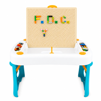 Table de construction 3-en-1 pour enfants avec 300 blocs, plaque de base amovible, bac de rangement dissimulé, table de jeu pour sable et eau, table de jeu pliable