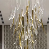 Lustre en verre sur mesure de grande taille, luminaire suspendu moderne de luxe pour hall d'hôtel, villa, escalier, hall, projets d'aménagement intérieur décoratifs